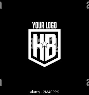 HB initial gaming logo with shield and star style design inspiration Stock Vector