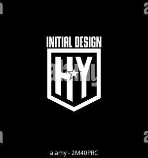 HY initial gaming logo with shield and star style design inspiration Stock Vector