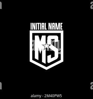 MS initial gaming logo with shield and star style design inspiration Stock Vector