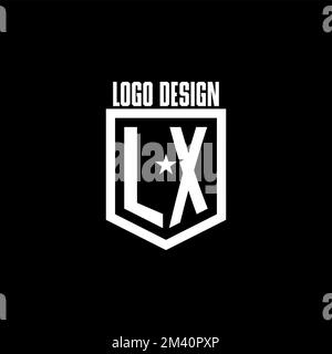 LX initial gaming logo with shield and star style design inspiration Stock Vector