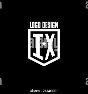 IX initial gaming logo with shield and star style design inspiration Stock Vector