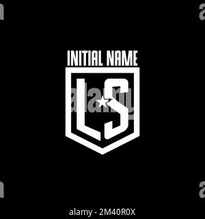 LS initial gaming logo with shield and star style design inspiration Stock Vector