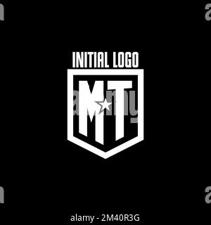 MT initial gaming logo with shield and star style design inspiration Stock Vector