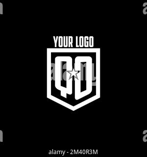 QO initial gaming logo with shield and star style design inspiration Stock Vector