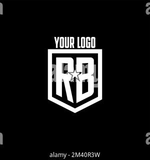 RB initial gaming logo with shield and star style design inspiration Stock Vector