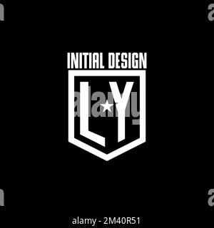 LY initial gaming logo with shield and star style design inspiration Stock Vector