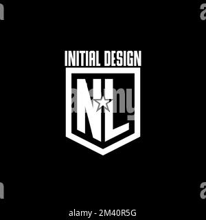 NL initial gaming logo with shield and star style design inspiration Stock Vector