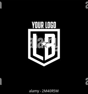 LB initial gaming logo with shield and star style design inspiration Stock Vector