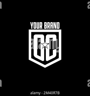 OC initial gaming logo with shield and star style design inspiration Stock Vector