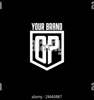 OP initial gaming logo with shield and star style design inspiration Stock Vector