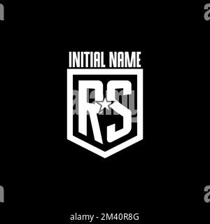 RS initial gaming logo with shield and star style design inspiration Stock Vector
