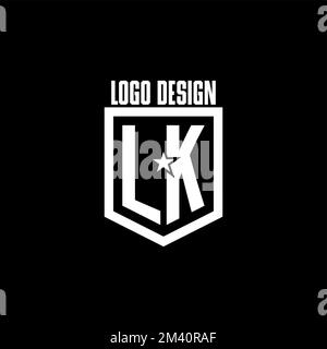 LK initial gaming logo with shield and star style design inspiration Stock Vector