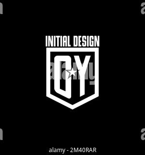 OY initial gaming logo with shield and star style design inspiration Stock Vector