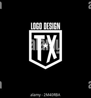TX initial gaming logo with shield and star style design inspiration Stock Vector