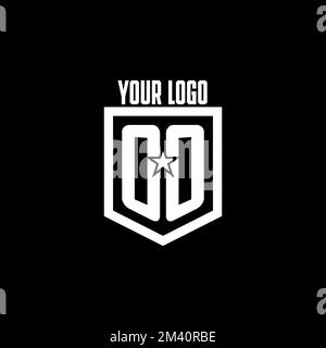 OO initial gaming logo with shield and star style design inspiration Stock Vector
