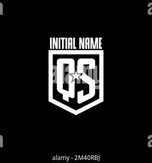 QS initial gaming logo with shield and star style design inspiration Stock Vector