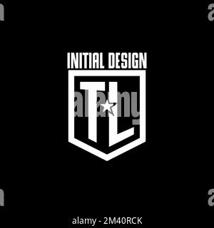 TL initial gaming logo with shield and star style design inspiration Stock Vector