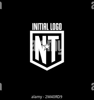 NT initial gaming logo with shield and star style design inspiration Stock Vector