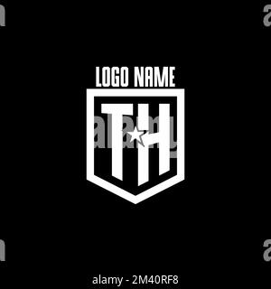 TH initial gaming logo with shield and star style design inspiration Stock Vector