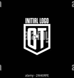 OT initial gaming logo with shield and star style design inspiration Stock Vector