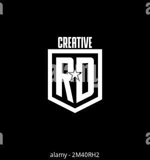 RD initial gaming logo with shield and star style design inspiration Stock Vector