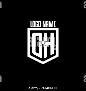 OH initial gaming logo with shield and star style design inspiration Stock Vector