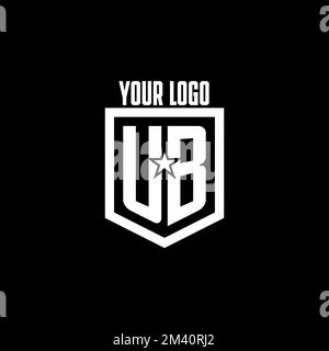 UB initial gaming logo with shield and star style design inspiration Stock Vector