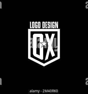 OX initial gaming logo with shield and star style design inspiration Stock Vector