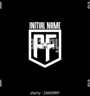 PF initial gaming logo with shield and star style design inspiration Stock Vector