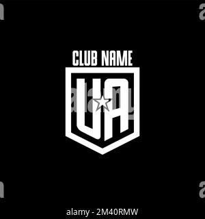 UA initial gaming logo with shield and star style design inspiration Stock Vector