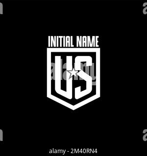 US initial gaming logo with shield and star style design inspiration Stock Vector