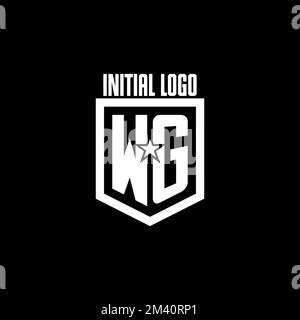 WG initial gaming logo with shield and star style design inspiration Stock Vector