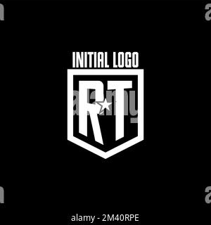 RT initial gaming logo with shield and star style design inspiration Stock Vector