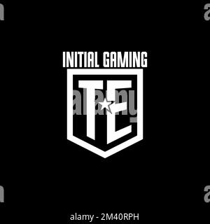 TE initial gaming logo with shield and star style design inspiration Stock Vector