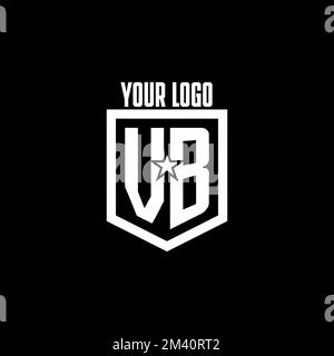 VB initial gaming logo with shield and star style design inspiration Stock Vector