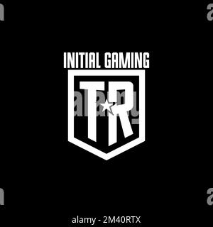 TR initial gaming logo with shield and star style design inspiration Stock Vector