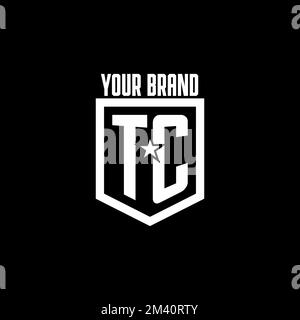 TC initial gaming logo with shield and star style design inspiration Stock Vector