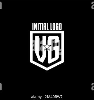 VG initial gaming logo with shield and star style design inspiration Stock Vector