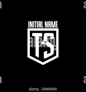 TS initial gaming logo with shield and star style design inspiration Stock Vector