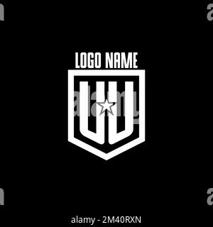 UU initial gaming logo with shield and star style design inspiration Stock Vector