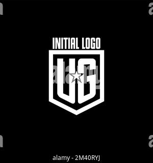 UG initial gaming logo with shield and star style design inspiration Stock Vector