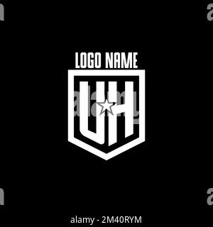 UH initial gaming logo with shield and star style design inspiration Stock Vector