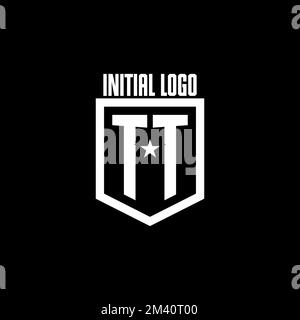 TT initial gaming logo with shield and star style design inspiration Stock Vector