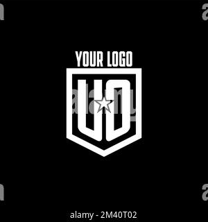 UO initial gaming logo with shield and star style design inspiration Stock Vector