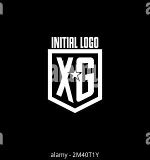 XG initial gaming logo with shield and star style design inspiration Stock Vector