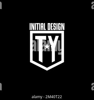 TY initial gaming logo with shield and star style design inspiration Stock Vector
