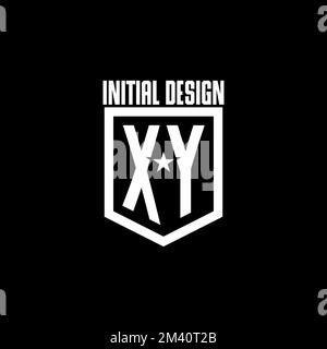 XY initial gaming logo with shield and star style design inspiration Stock Vector