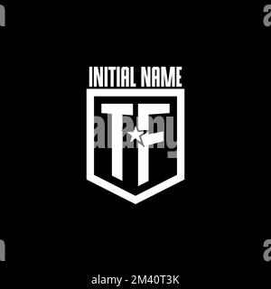 TF initial gaming logo with shield and star style design inspiration Stock Vector