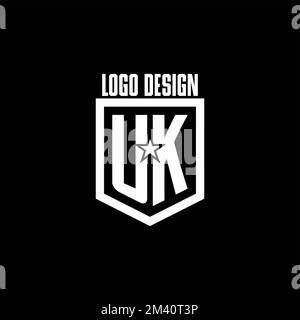 UK initial gaming logo with shield and star style design inspiration Stock Vector