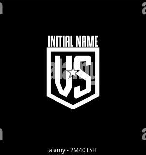 VS initial gaming logo with shield and star style design inspiration Stock Vector